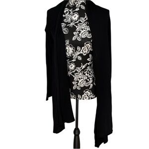 Suzanne Somers size medium black high low water fall silk blend sweater